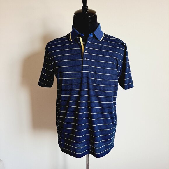 NEW Men's Montechiaro Blue Yellow Polo Shirt Size 50 / M - Picture 2 of 13